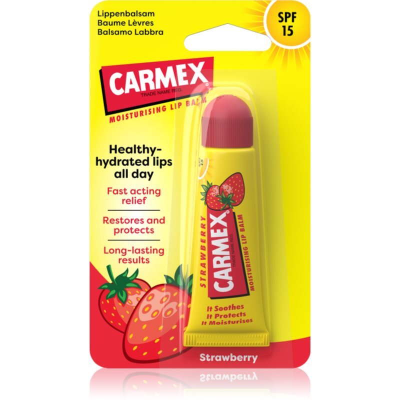 Carmex Strawberry balzám na rty v tubě SPF 15 10 g