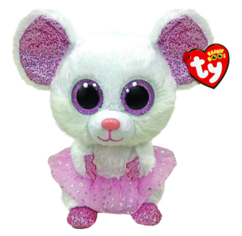 BEANIE BOOS NINA, 24 cm - bílý myš