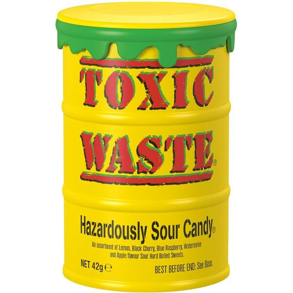 Kyselé bonbony Toxic Waste - Žlutý soudek 42g Žlutá