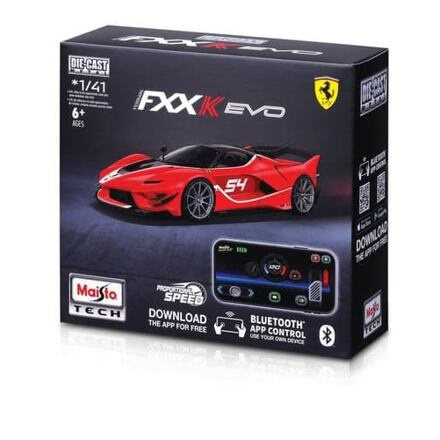Maisto RC - DIE-CAST METAL se světly, Ferrari FXX-K EVO, červená, 2,4GHz, USB, XTR, Bluetooth 5.0
