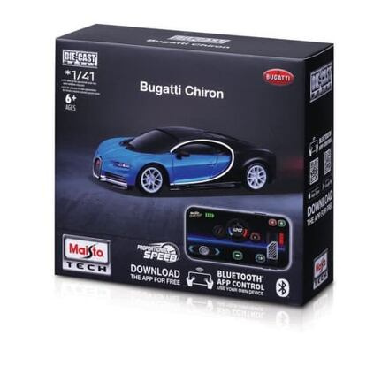 Maisto RC - DIE-CAST METAL se světly, Bugatti Chiron,modro-černá, 2,4GHz, USB, XTR, Bluetooth 5.0