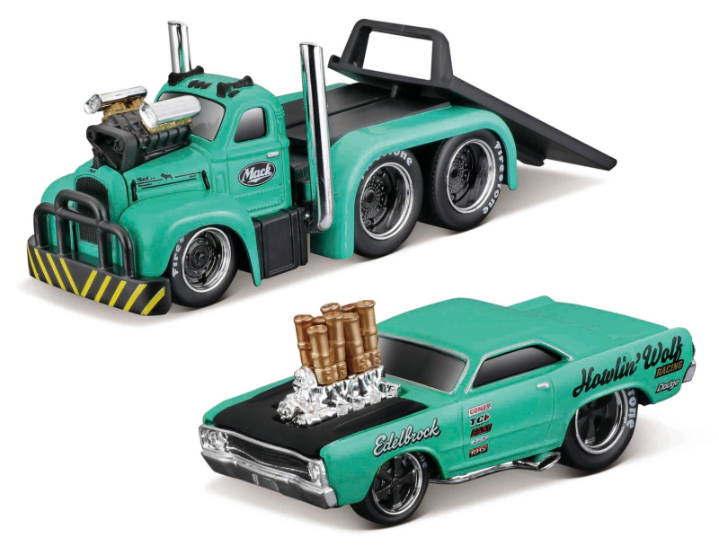 Maisto - MACK B-61 Flatbed 1953, Dodge Dart HEMI Gasser 1968, 1:64