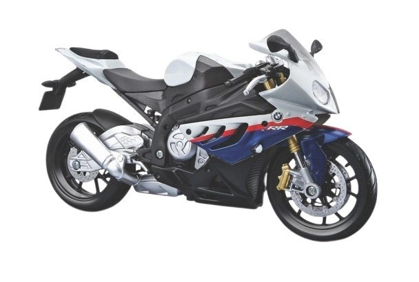 Maisto motorka na podstavci BMW S 1000 RR bílo modrá 1:12