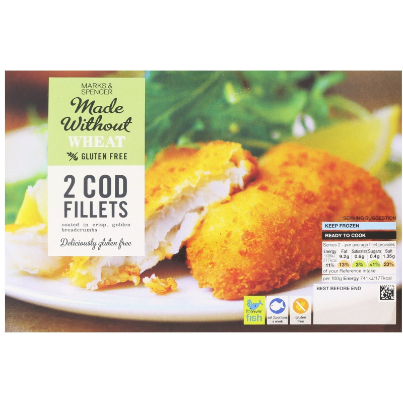 Marks & Spencer Filet z tresky v bezlepkové strouhance (2 ks)