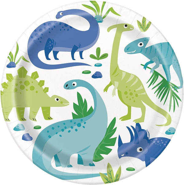 Moje Party TALÍŘE papírové Dino modrozelené 22cm 8ks