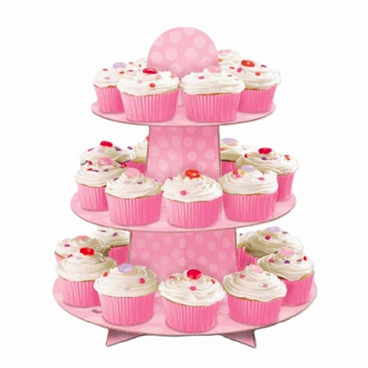 Stojan na cupcakes 3 patra růžový