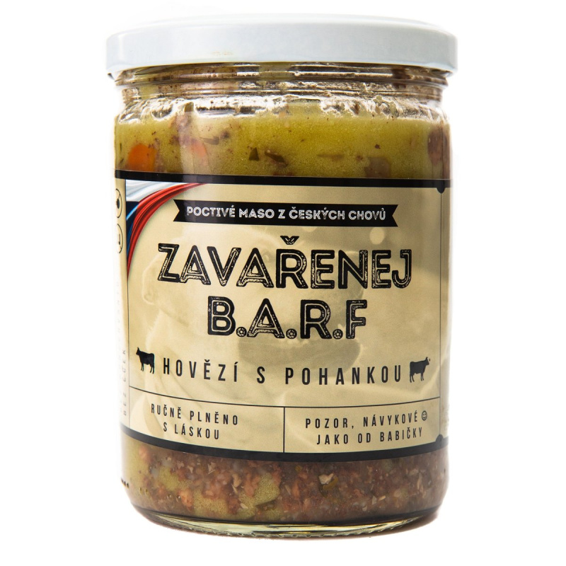 Do psí misky Zavařenej BARF hovězí s pohankou