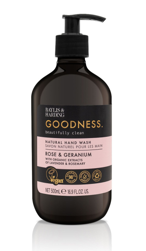 Baylis & Harding Goodness Rose & Geranium přírodní tekuté mýdlo na ruce 500 ml
