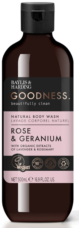 Baylis & Harding Goodness Rose & Geranium sprchový gel s vůní květin 500 ml