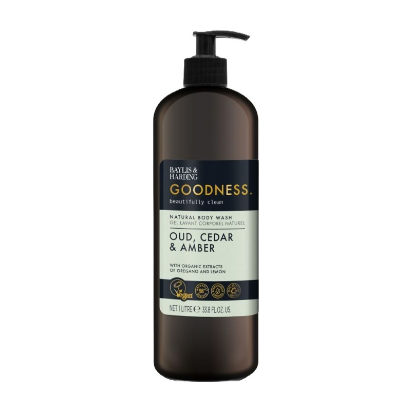 Baylis & Harding Goodness Oud, Cedar & Amber přírodní sprchový gel 1000 ml