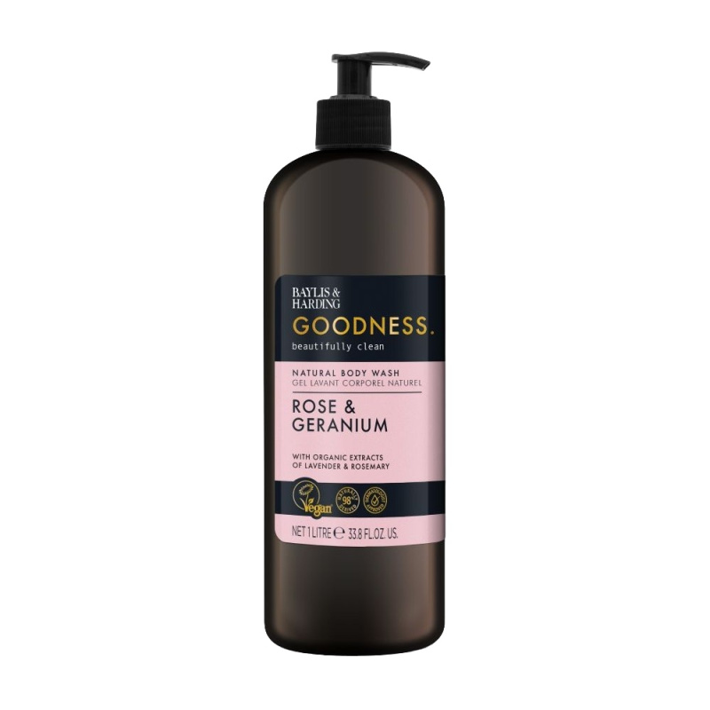 Baylis & Harding Goodness Rose & Geranium sprchový gel 1000 ml
