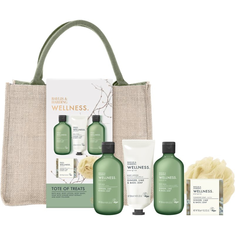Baylis & Harding Wellness. Energise dárková sada kosmetická taštička Ginger, Lime & Basil Leaf