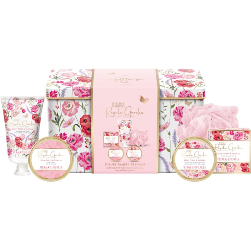 Baylis & Harding Royale Garden Rose, Poppy & Vanilla dárková sada plechový box