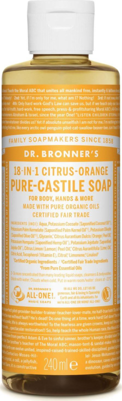 Dr. Bronner's Tekuté universální mýdlo ALL-ONE!, Citrus-Orange 240 ml