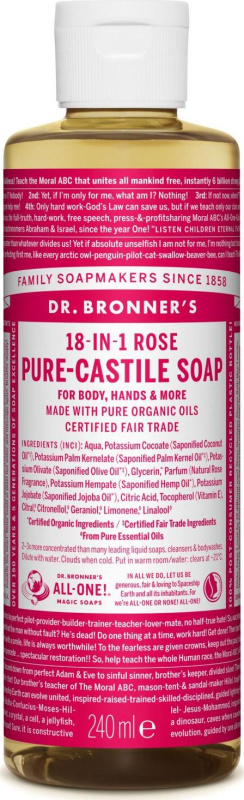 Dr. Bronner's Tekuté universální mýdlo ALL-ONE!, Rose 240 ml