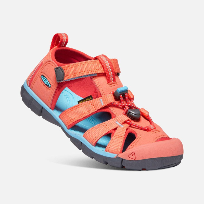 Dětské sandály SEACAMP II CNX, CORAL/POPPY RED, keen, 1022989/1022941/1022974, červená - 24