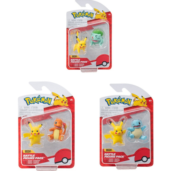 Pokémon akční figurky -  2 pack Asst (Charmander&Pikacu, Squirtle& Pikacu, Bulbusaur&Pikacu