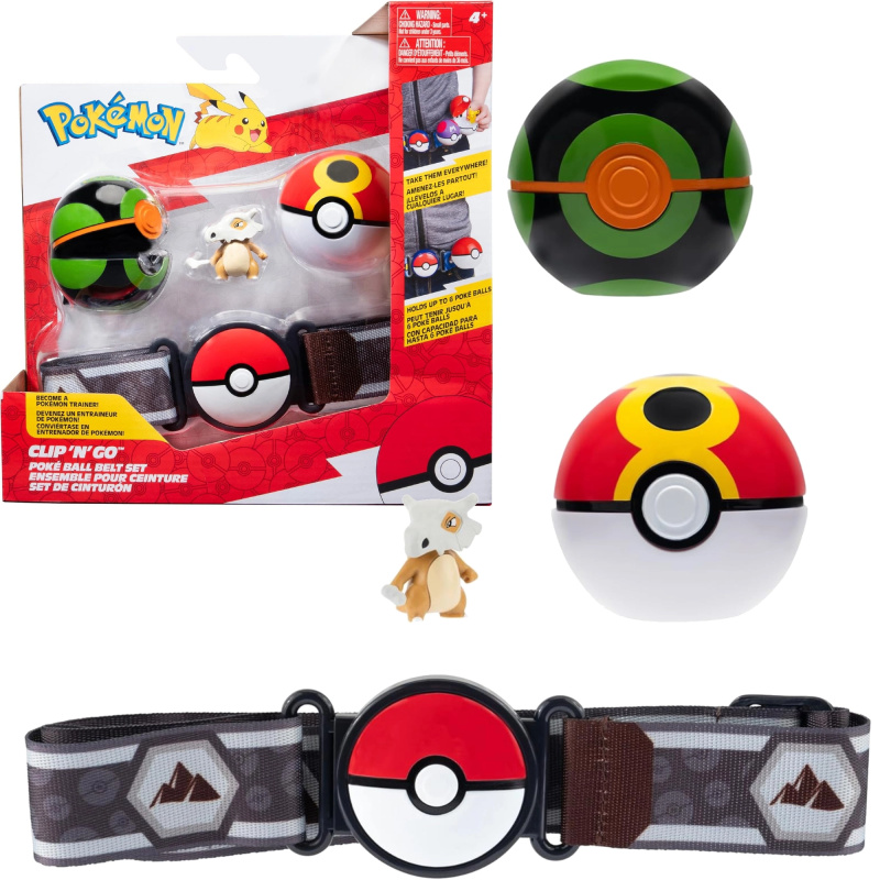 pokemon clip 'n' go: trenérský set s pásem, pokébaly a figurkou cubone
