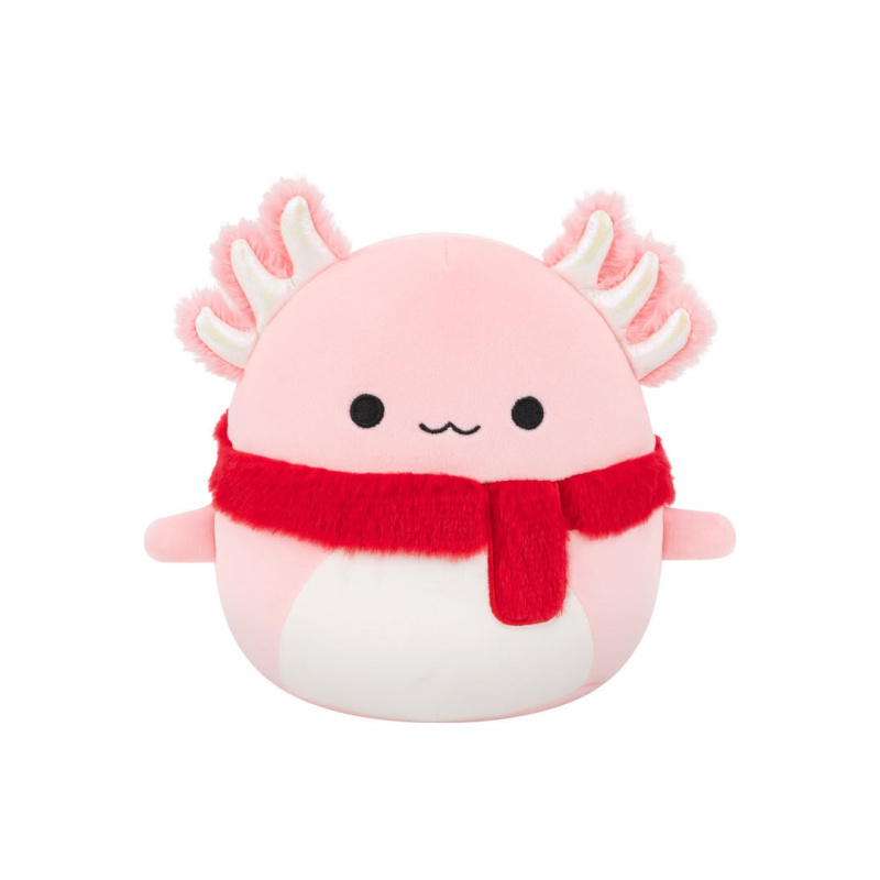 SQUISHMALLOWS Růžový axolotl s šálou - Archie, 30 cm
