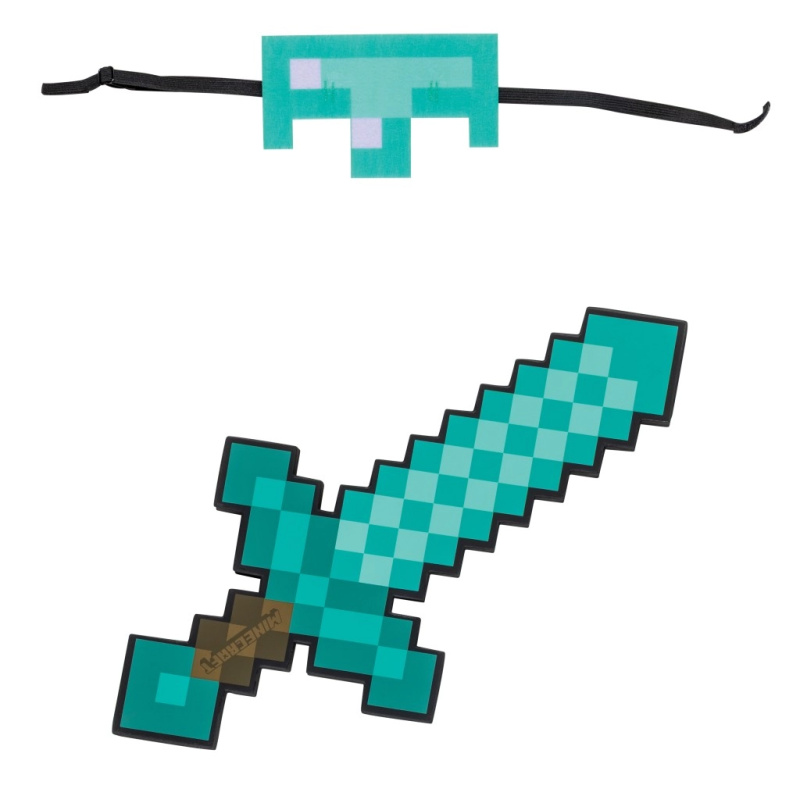 Minecraft kostýmový set: maska a pěnový diamantový meč Steve