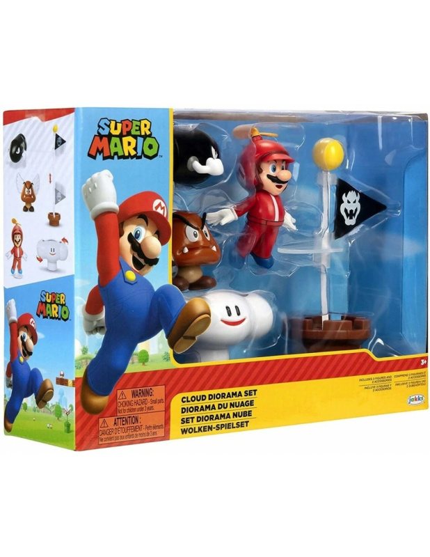Super Mario cloud diorama se figurkami
