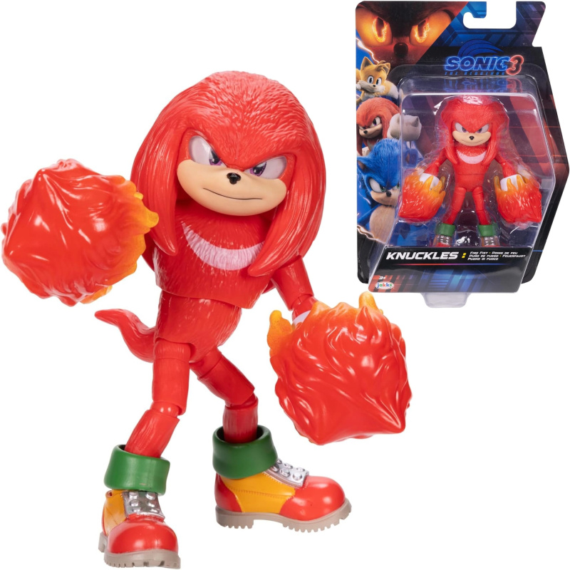 Figurka SONIC 3 The Hedgehog – Knuckles s ohnivými pěstmi 12 cm