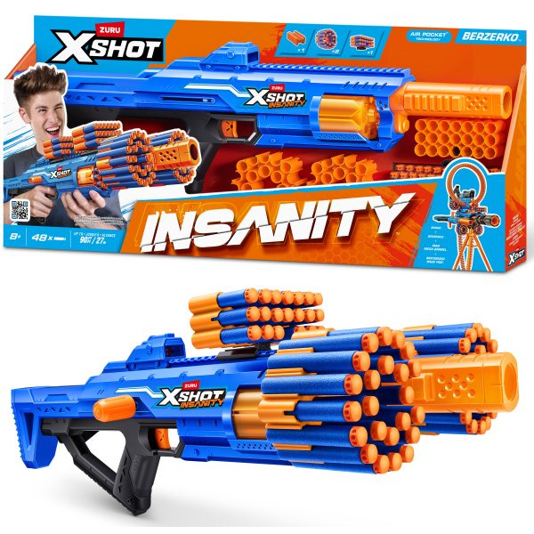 Zuru X-Shot Insanity Berzerko blaster s bubnovým zásobníkem + 48 pěnových šipek
