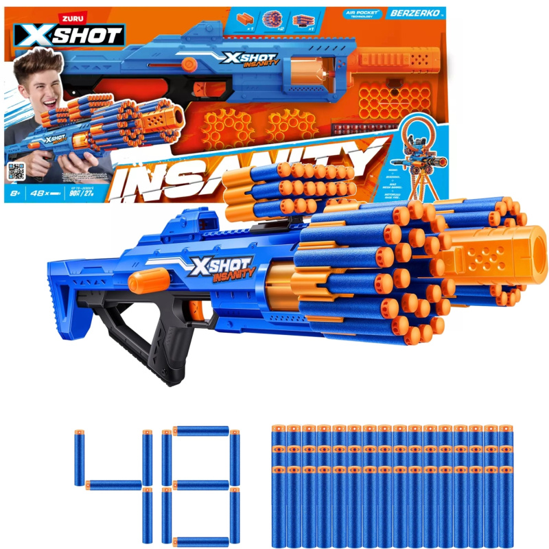 Zuru X-Shot Insanity Berzerko blaster s bubnovým zásobníkem + 48 pěnových šipek