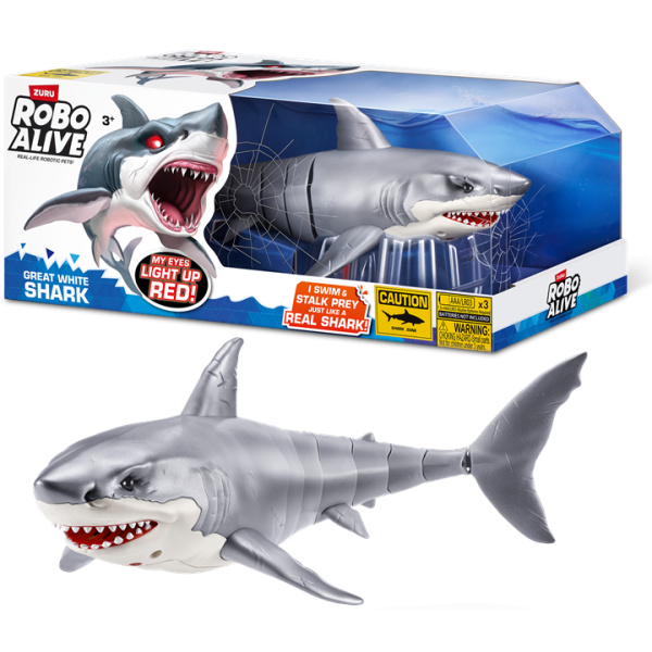 ZURU Robo Alive Interaktivní Plovoucí Žralok Shark Svítící oči Plave