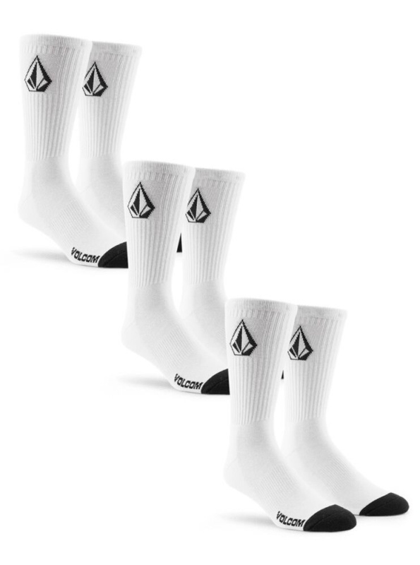 Volcom pánské ponožky Full Stone Triple Pack White | Bílá | Velikost One Size