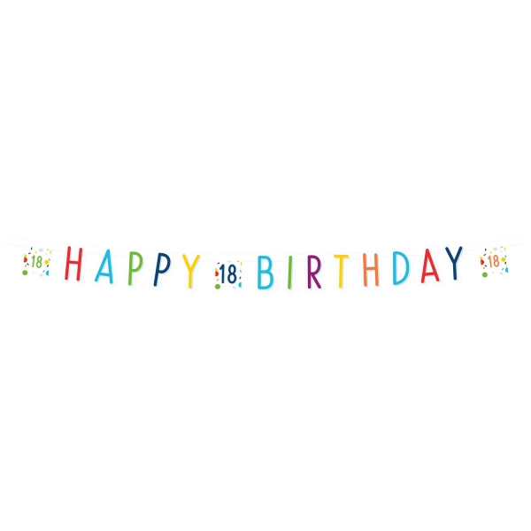 Confetti Birthday party řetěz „Birthday 18“ 180 × 13,8 cm - 1 kus