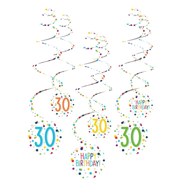 Confetti Birthday dekorační spirály 30–61 cm (6 ks)