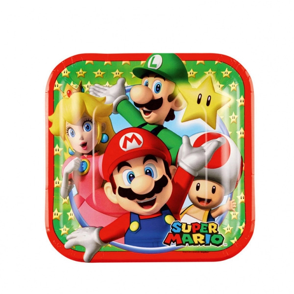 Super Mario papírové talířky 18 × 18 cm (8 ks)