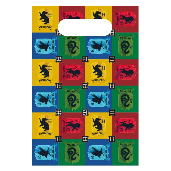 Harry Potter - papírové party sáčky s motivem kolejí, 8 ks