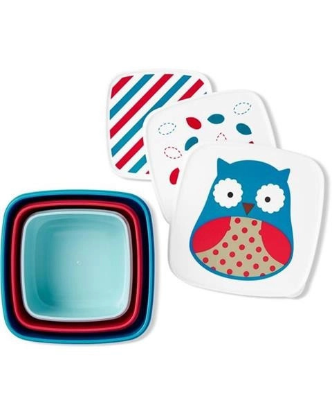 Skip Hop sada krabiček na svačinku s víčkem 175 až 470 ml 3 ks Zoo Sova mix barev