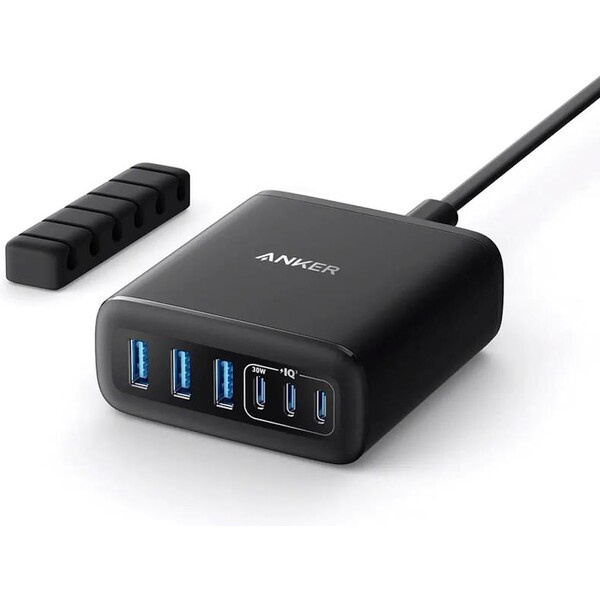 Anker nabíjecí stanice 112W 3xUSB-C, 3xUSB černá Černá