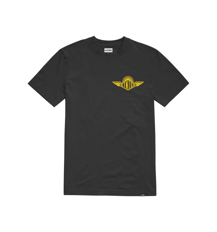 Etnies pánské tričko Wings Black/Yellow | Černá | Velikost XXL | 100% bavlna