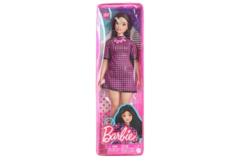 Barbie Modelka - černo-růžové kostkované šaty HBV20TV 1.1.-30.6.