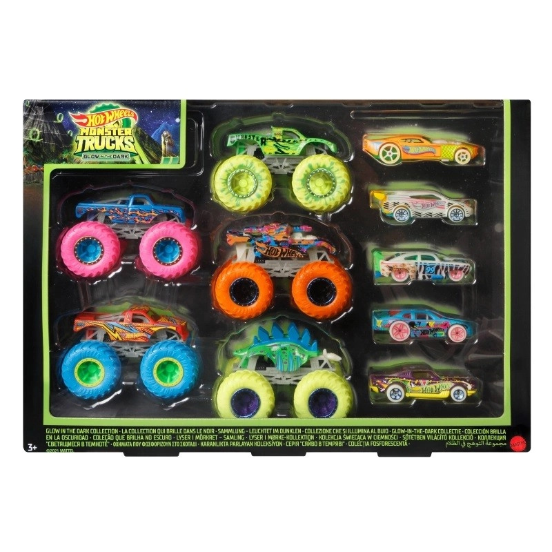 Mattel Hot Weels Monster Trucks svítící ve tmě angličák & truck