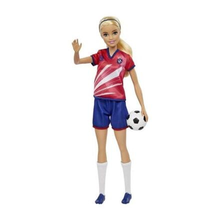 Barbie fotbalová panenka v červeném dresu