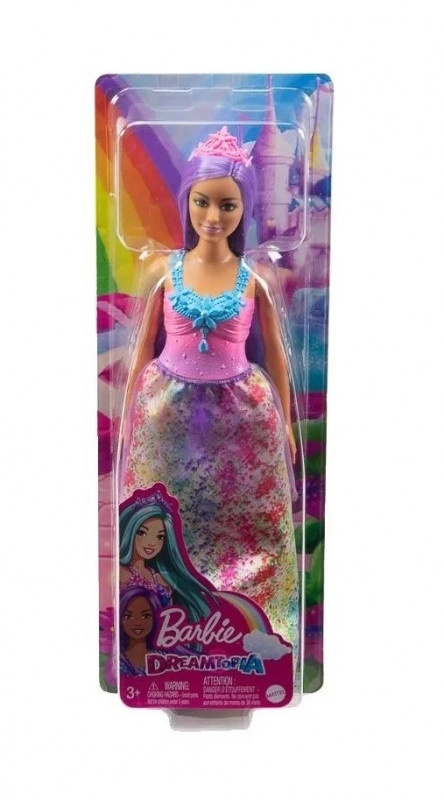 Barbie Kouzelná princezna fialové vlasy a růžová korunka