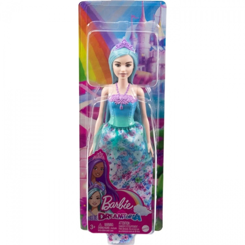 Barbie Kouzelná princezna modré vlasy a fialová korunka