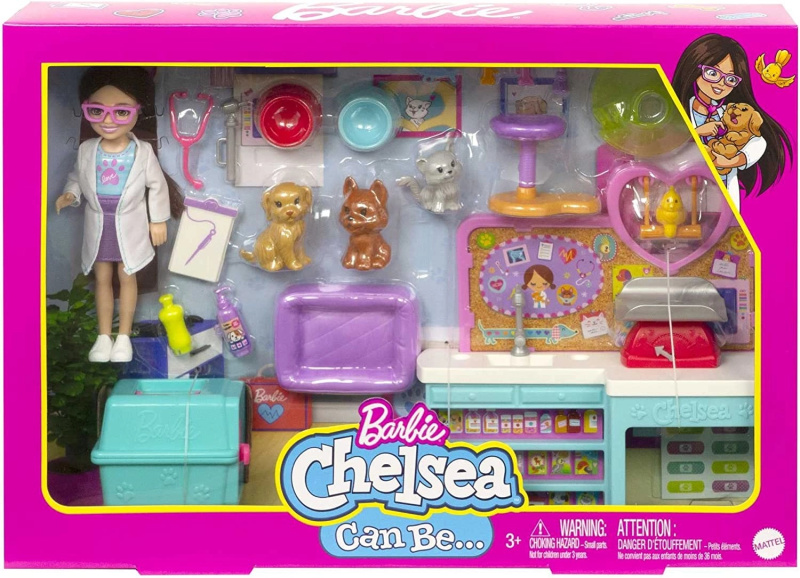 Mattel Barbie Chelsea Veterinářka, herní set