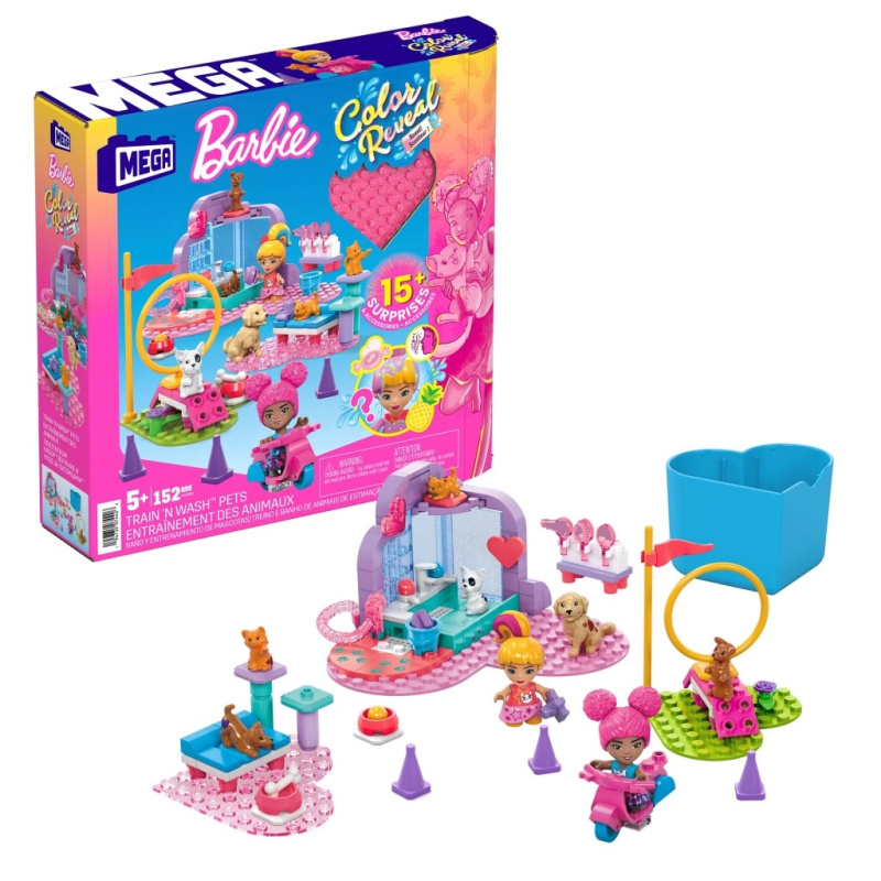 MEGA BLOKS Mega Construx Barbie Color Reveal Trénuj a pečuj o mazlíčky