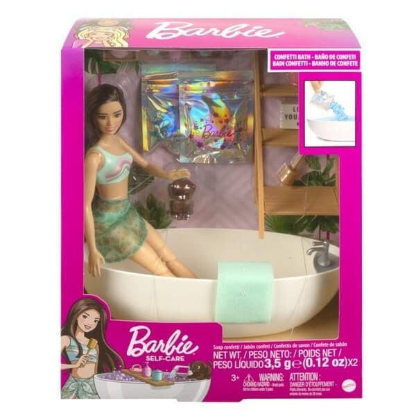 Mattel Barbie Panenka a koupel s mýdlovými konfetami Brunetka