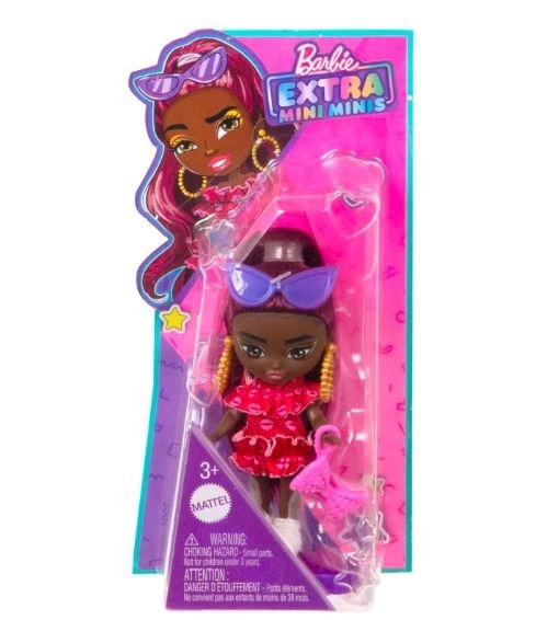 Barbie Extra Mini minis! Černoška s bordó vlasy