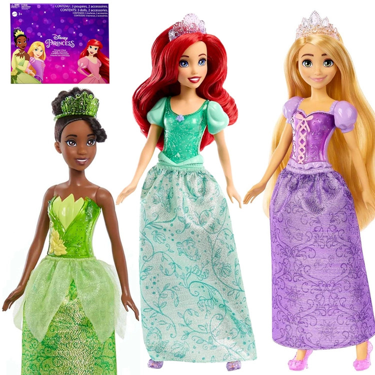 Mattel Disney princezny sada 3 panenek: Ariel, Tiana, Rapunzel