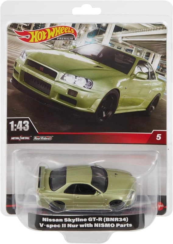 Mattel Hot Wheels Prémiové auto NISSAN SKYLINE GT-RBNR34 HMD47 1:43