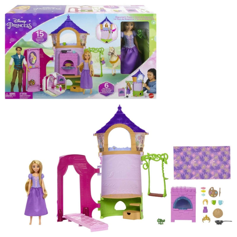 Mattel Disney Hrací sada Věž s panenkou Rapunzel a princ