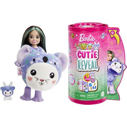 Barbie Cutie Reveal Chelsea v kostýmu zajíček ve fialovém kostýmu koaly HRK27